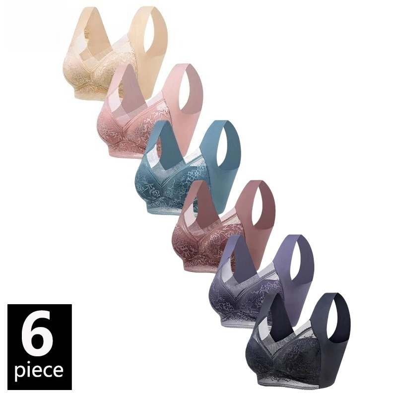 Bralette Wireless Soft - 6PCS Women Wireless Push Up Bralette