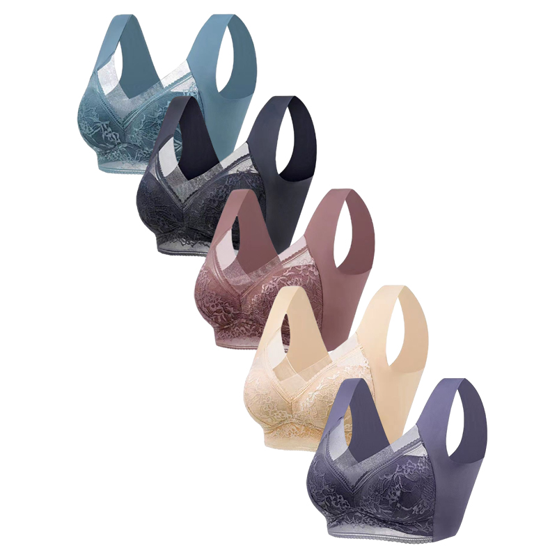 5PCS Plus Size Bras Women Lace - Bralette Wireless Soft ulasan dan harga