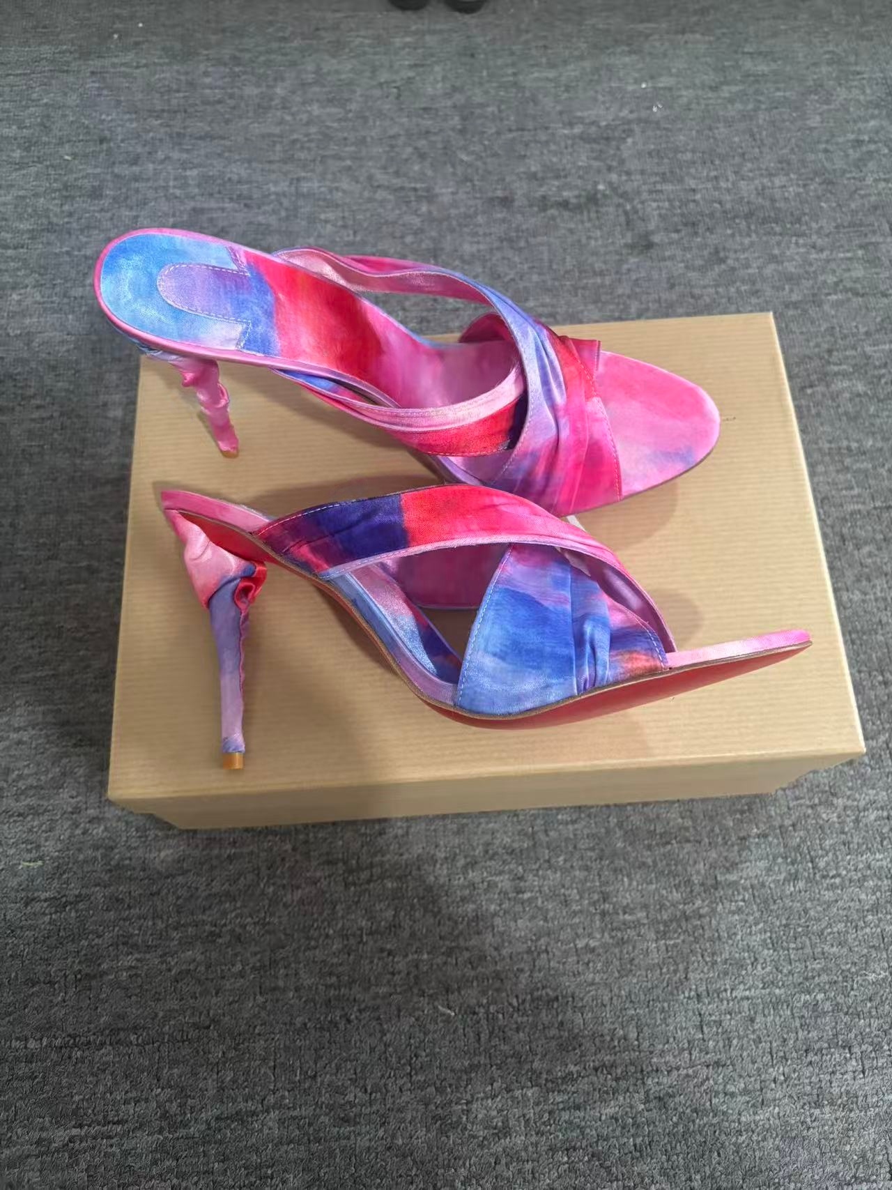 Women's Pink-Blue Tie-Dye Sati - Slip Dress Satin ulasan dan harga