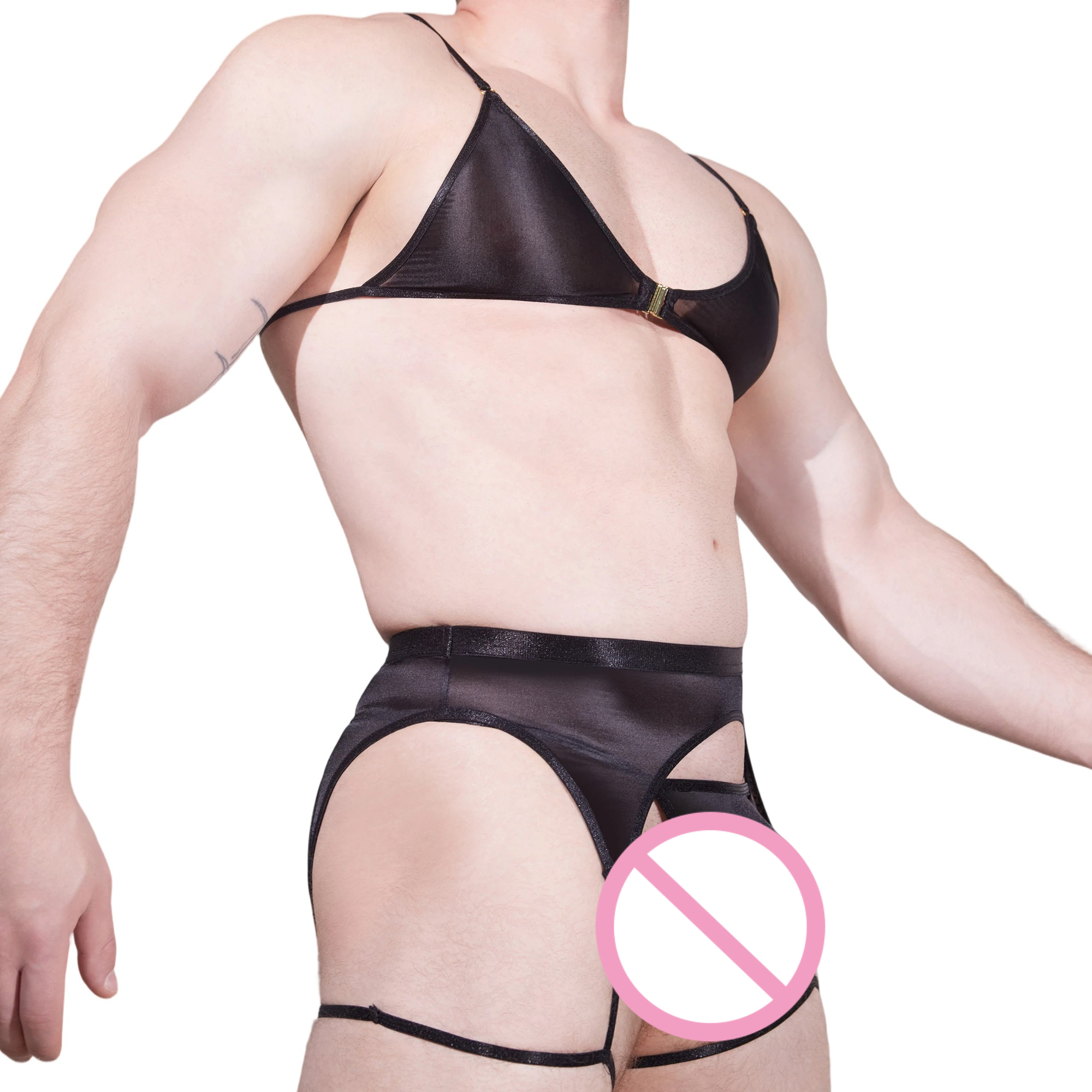 Men Novelty See-through Lace L - Garter Belt Set ulasan dan harga